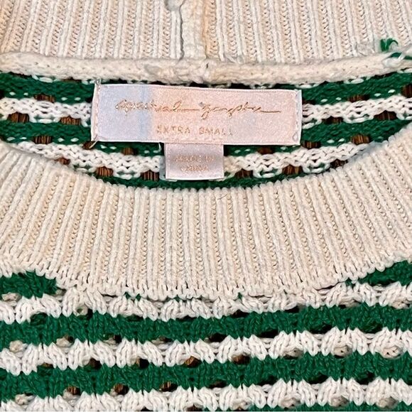 Spiritual Gangster Green and White Crewneck Sweater with Stripes - Picture 3 of 8